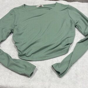 Chic Sage Ribbed Long Sleeve Top